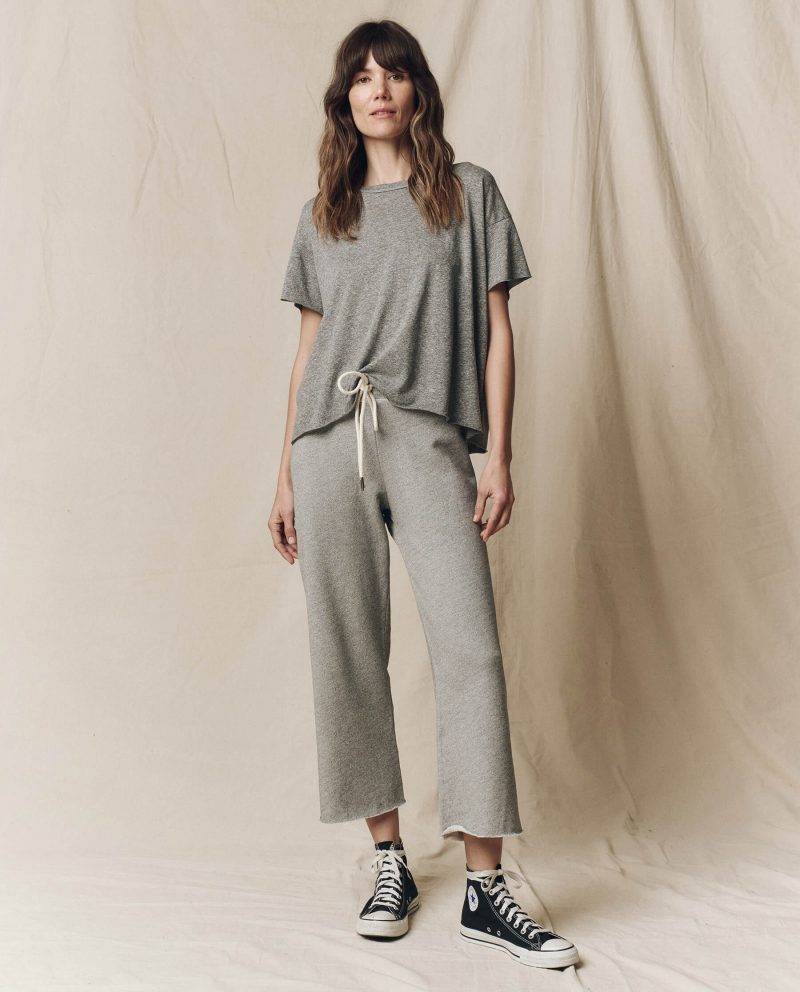 The Wide Leg Cropped Sweatpant. -- Varsity Grey - Image 3