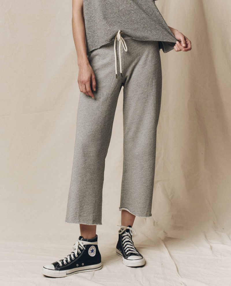 The Wide Leg Cropped Sweatpant. -- Varsity Grey