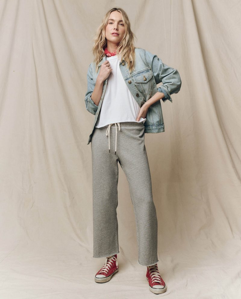 The Wide Leg Cropped Sweatpant. -- Varsity Grey - Image 5